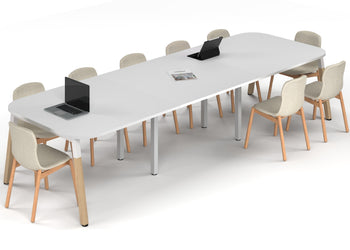 Quadro A Leg Modern Boardroom Table Wood Legs - Large Rounded Corners [3600L x 1200W with Large Rounded Corners] Jasonl white leg white 