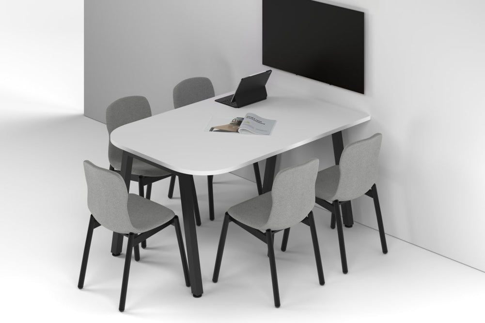 Quadro A Leg Modern Half Meeting Table - Large Rounded Corners [1500L x 1000W with Large Rounded Corners]-black leg white 