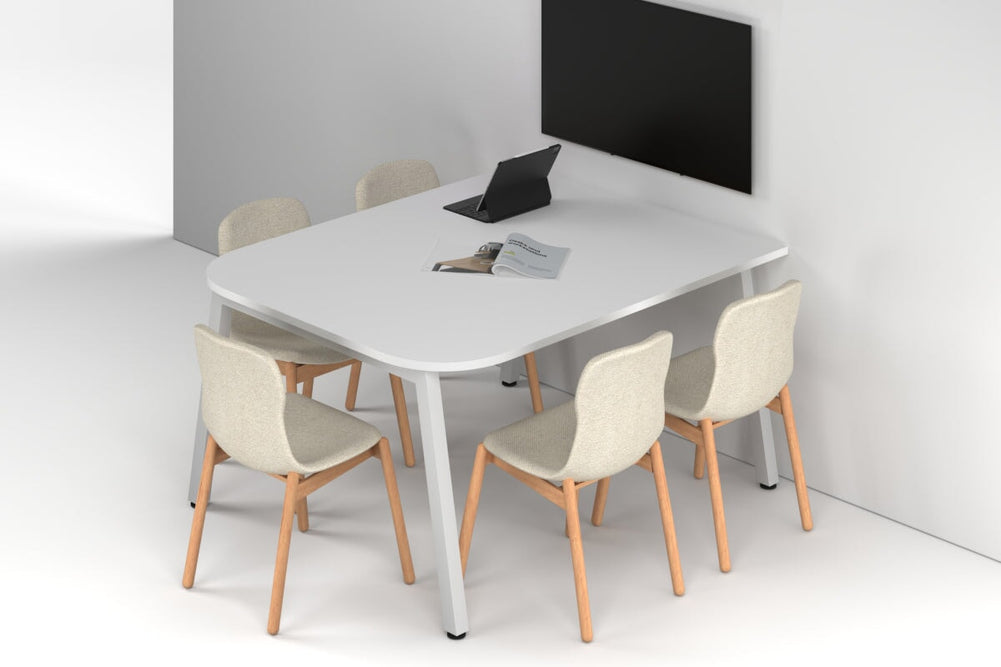 Work Table Rounded Quadro A Leg Modern Half Meeting Table - Large Rounded Corners [1500L x ...