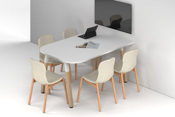  - Quadro A Leg Modern Half Meeting Table Wood Legs - Large Rounded Corners [1500L x 1000W with Large Rounded Corners] - 1