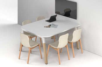  - Quadro A Leg Modern Half Meeting Table Wood Legs - Large Rounded Corners [1500L x 1200W with Large Rounded Corners] - 1