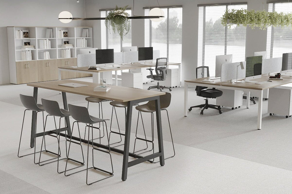 Quadro A Legs Counter Table - 925H [1400L x 700W]-black leg dark oak none