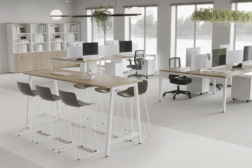 Quadro A Legs Counter Table - 925H [1600L x 700W]-black leg dark oak none