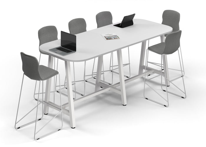 Quadro A Legs Counter Table - Large Rounded Corners [2400L x 1000W with Large Rounded Corners] Jasonl white leg white 