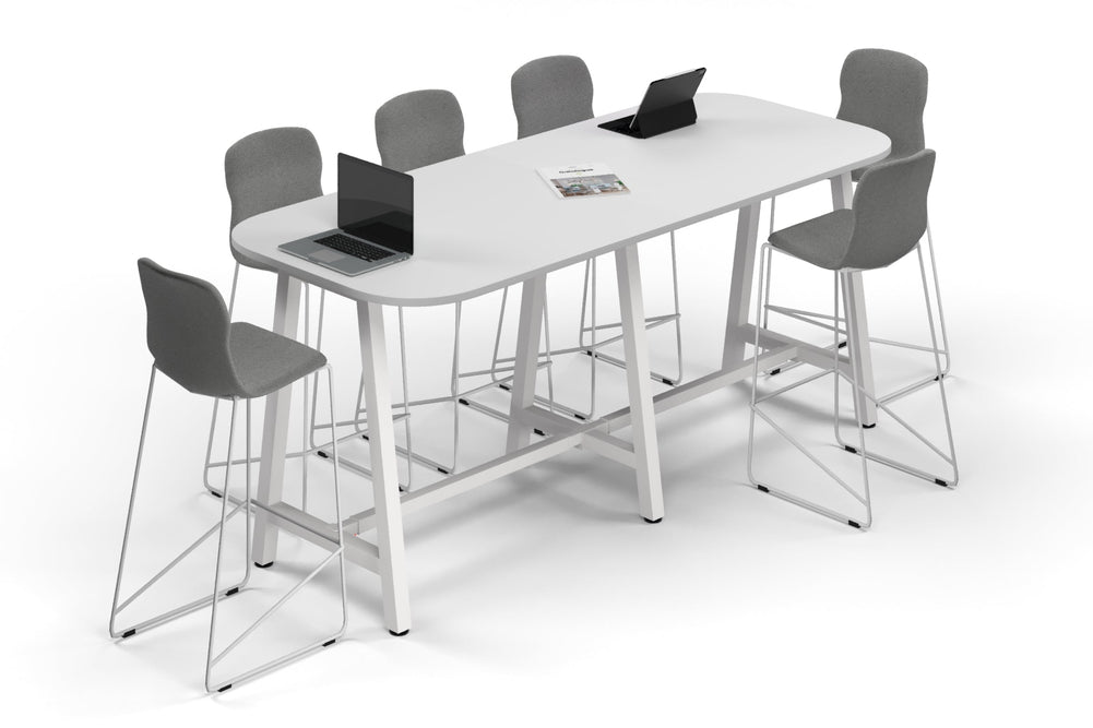 Quadro A Legs Counter Table - Large Rounded Corners [2400L x 1000W with Large Rounded Corners]-white leg white 