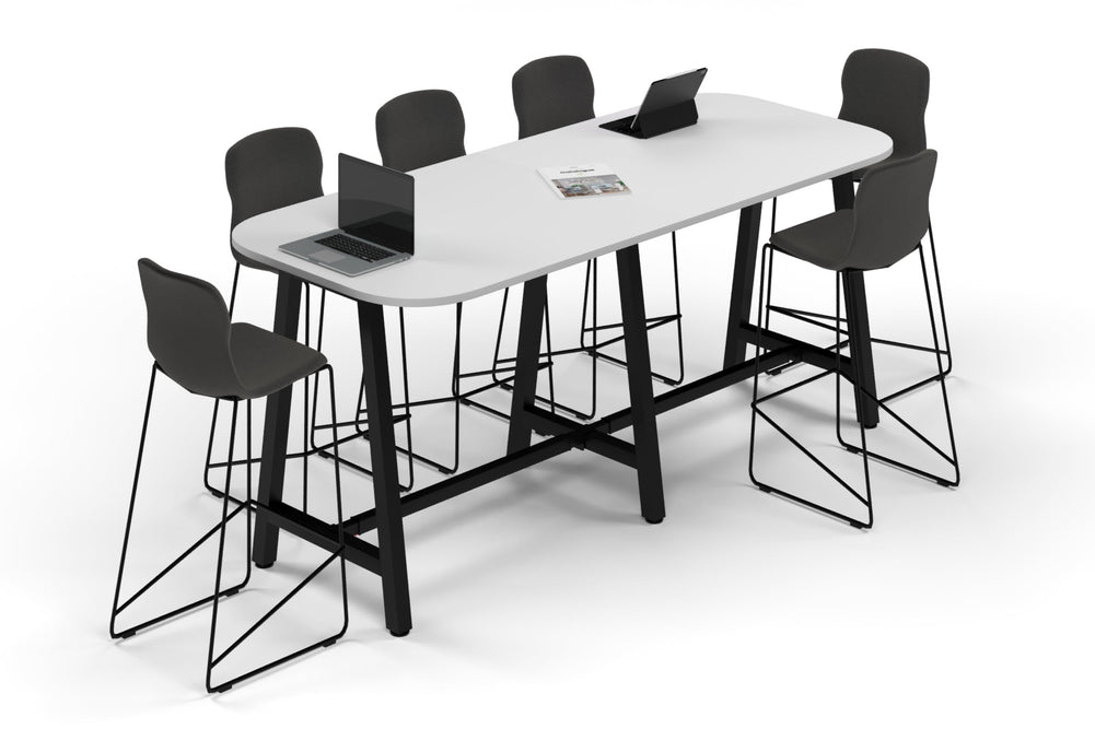Quadro A Legs Counter Table - Large Rounded Corners [2400L x 1000W with Large Rounded Corners]-black leg white 