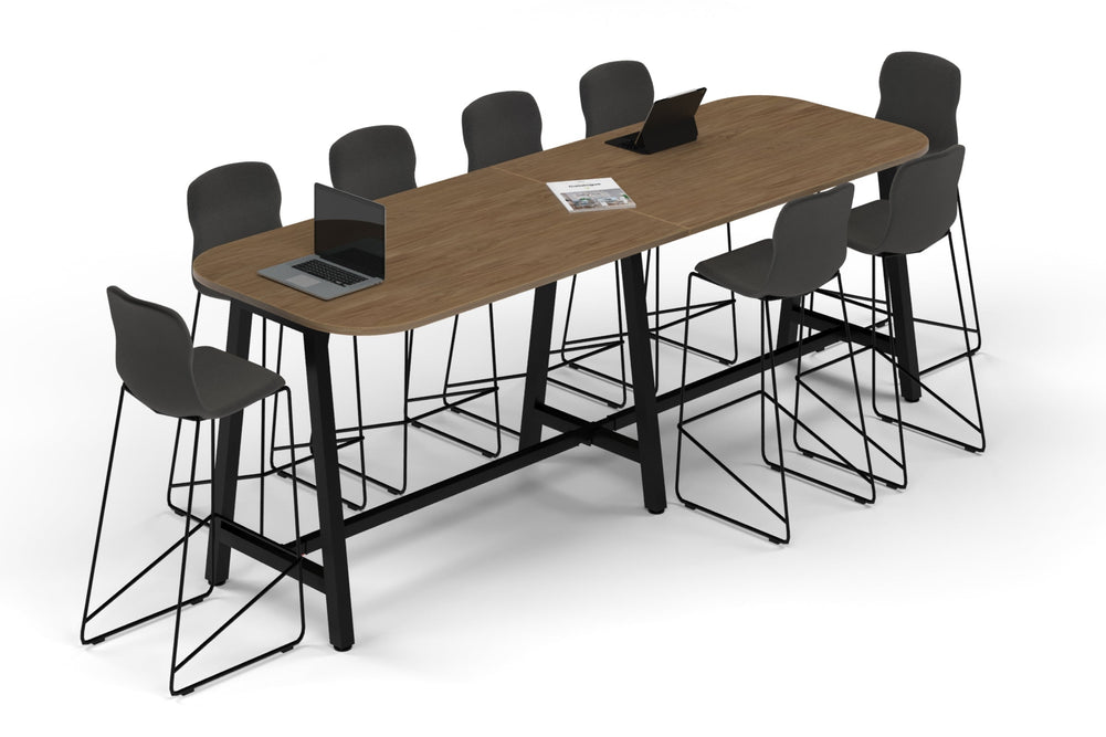 Quadro A Legs Counter Table - Large Rounded Corners [3000L x 1000W with Large Rounded Corners]-black leg salvage oak 