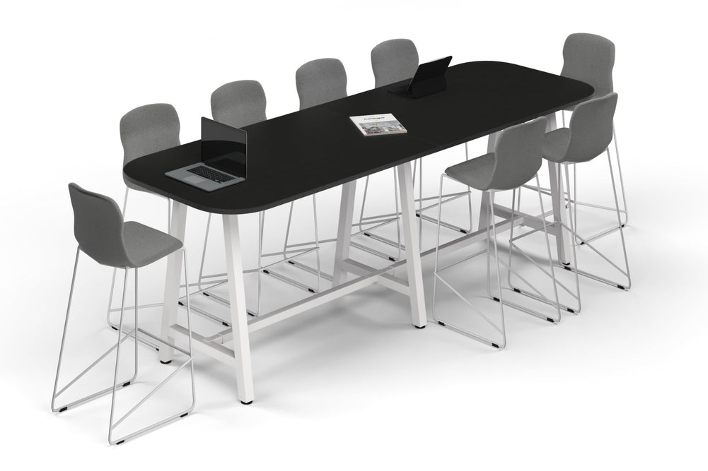 Quadro A Legs Counter Table - Large Rounded Corners [3000L x 1000W with Large Rounded Corners]-black leg black wood grain 