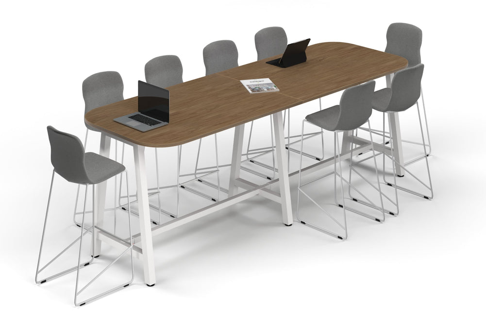 Quadro A Legs Counter Table - Large Rounded Corners [3000L x 1000W with Large Rounded Corners]-white leg salvage oak 