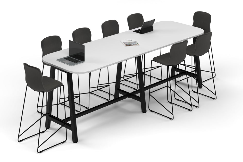 Quadro A Legs Counter Table - Large Rounded Corners [3000L x 1000W with Large Rounded Corners]-black leg white 