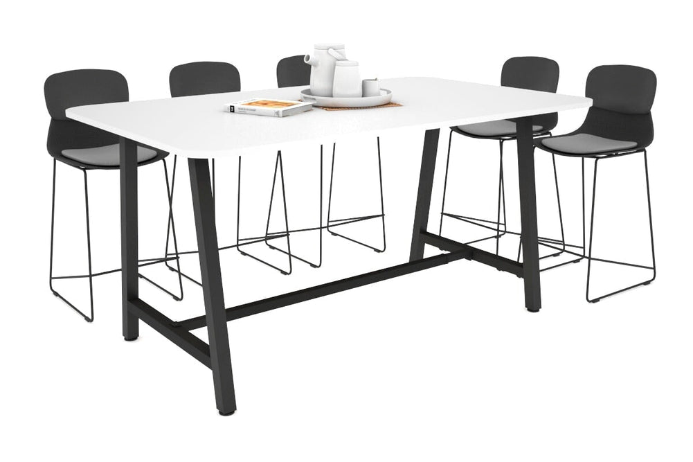 Quadro A Legs Counter Table with Rounded Corners [1800L x 1100W with Rounded Corners]-black leg white none