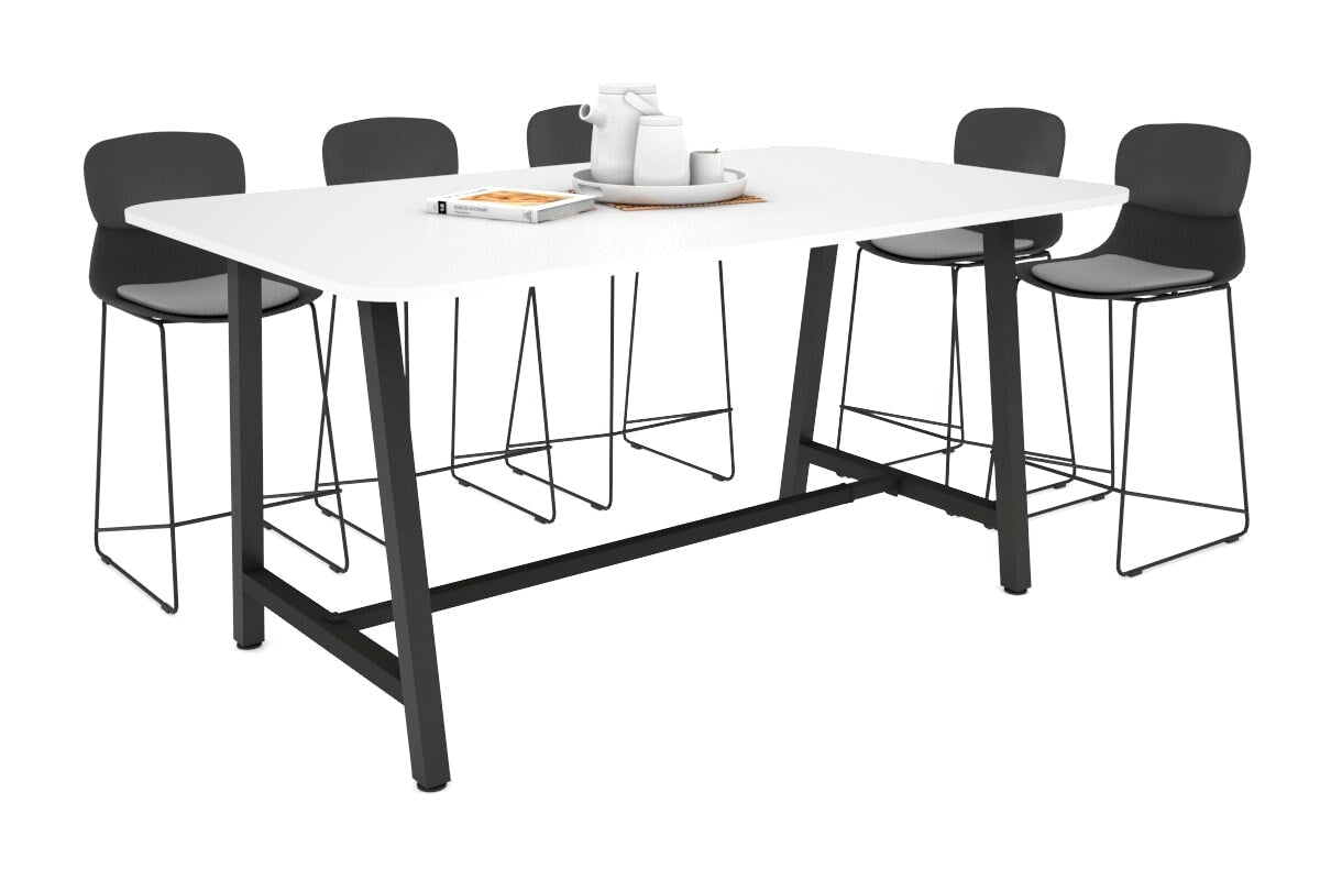 Quadro A Legs Counter Table with Rounded Corners [1800L x 1100W with Rounded Corners] Jasonl black leg white none