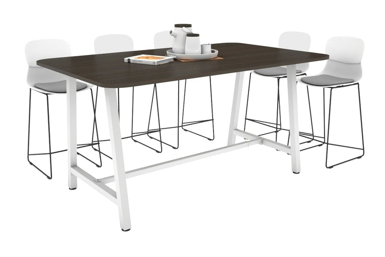 Quadro A Legs Counter Table with Rounded Corners [1800L x 1100W with Rounded Corners] Jasonl white leg dark oak none