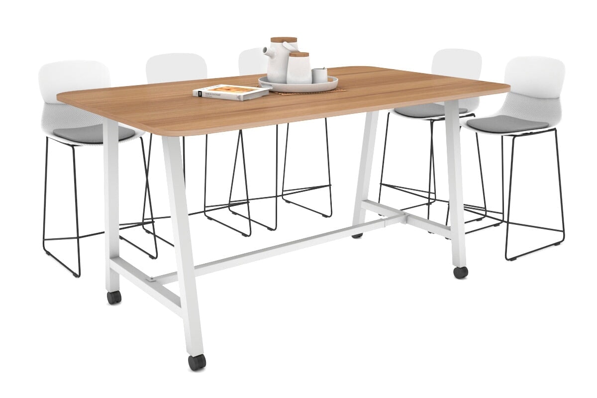 Quadro A Legs Counter Table with Rounded Corners [1800L x 1100W with Rounded Corners] Jasonl white leg salvage oak wheels