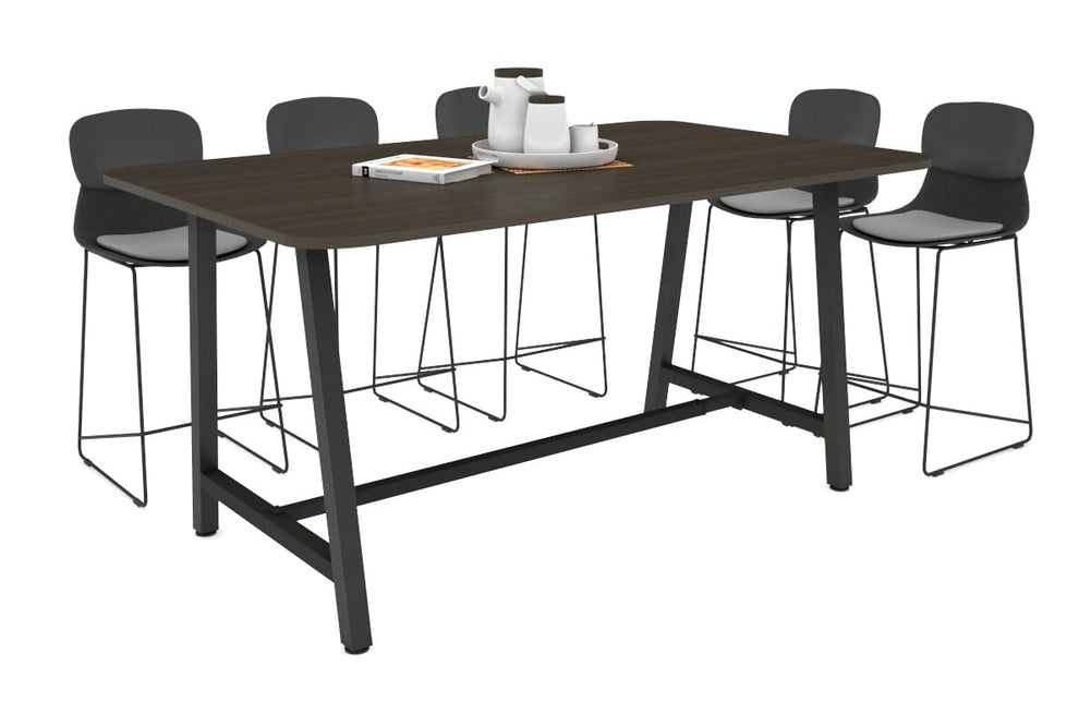 Quadro A Legs Counter Table with Rounded Corners [1800L x 1100W with Rounded Corners]-black leg dark oak none