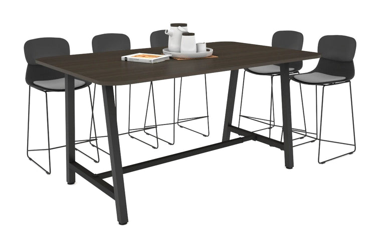 Quadro A Legs Counter Table with Rounded Corners [1800L x 1100W with Rounded Corners] Jasonl black leg dark oak none