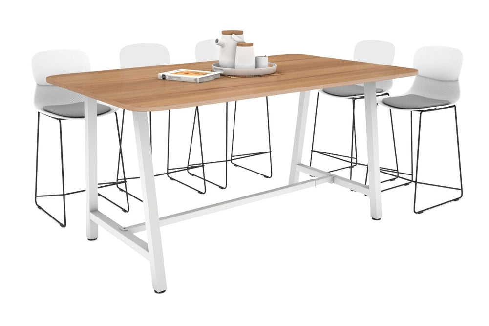 Quadro A Legs Counter Table with Rounded Corners [1800L x 1100W with Rounded Corners]-white leg salvage oak none
