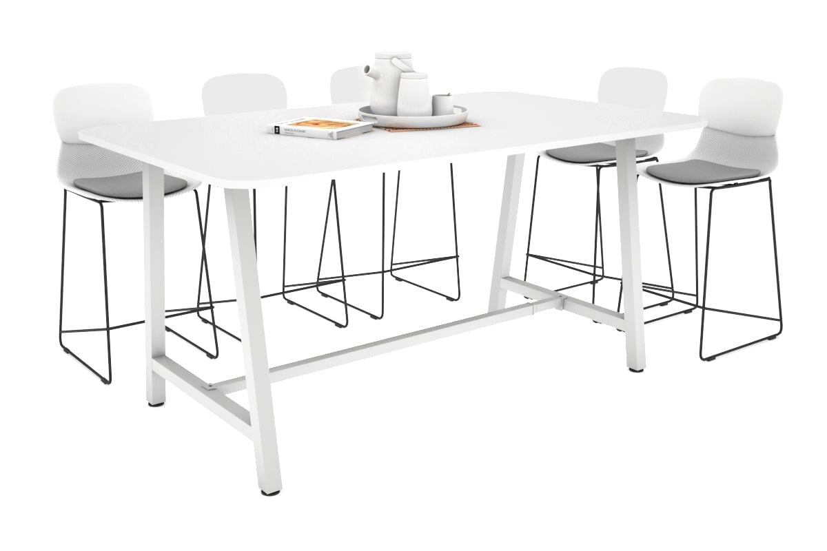 Quadro A Legs Counter Table with Rounded Corners [1800L x 1100W with Rounded Corners] Jasonl white leg white none