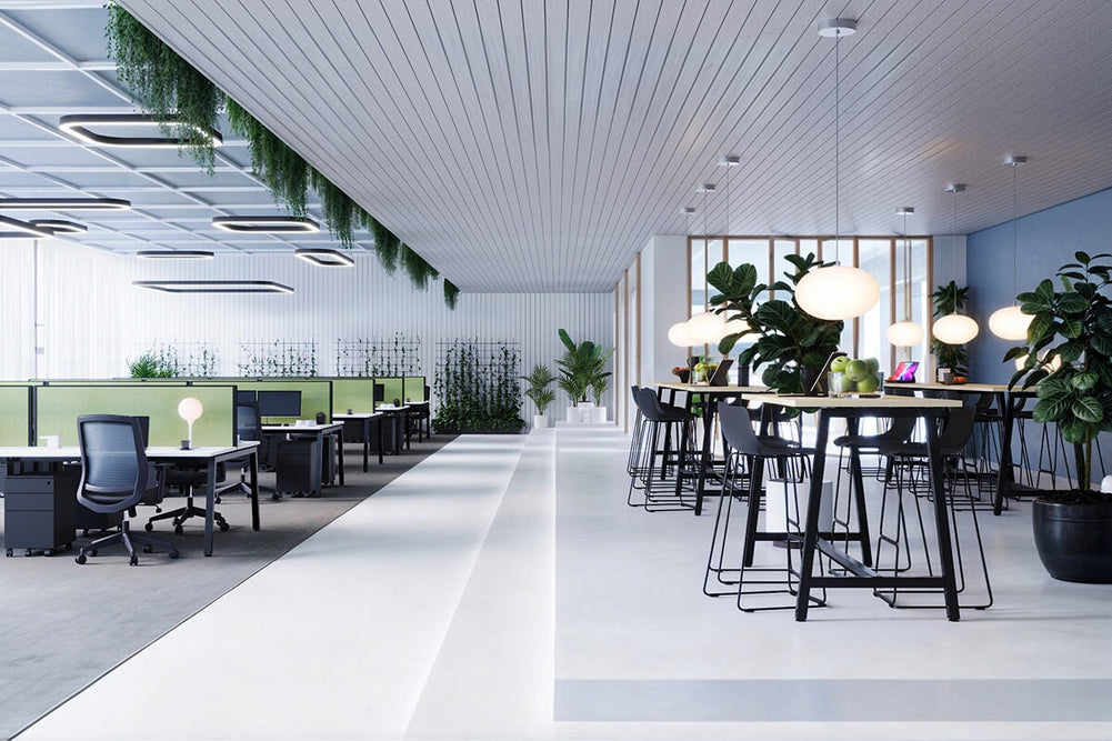 Quadro A Legs Counter Table with Rounded Corners [3200L x 1100W with Rounded Corners]-black leg dark oak wheels