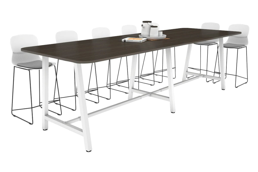 Quadro A Legs Counter Table with Rounded Corners [3200L x 1100W with Rounded Corners]-white leg dark oak none