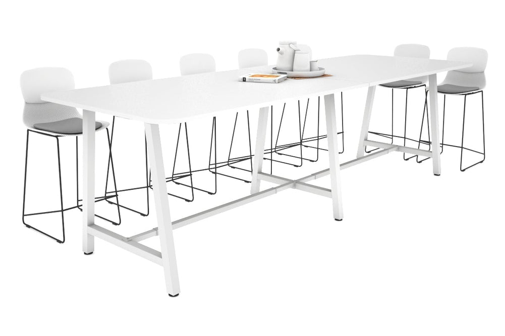 Quadro A Legs Counter Table with Rounded Corners [3200L x 1100W with Rounded Corners]-white leg white none
