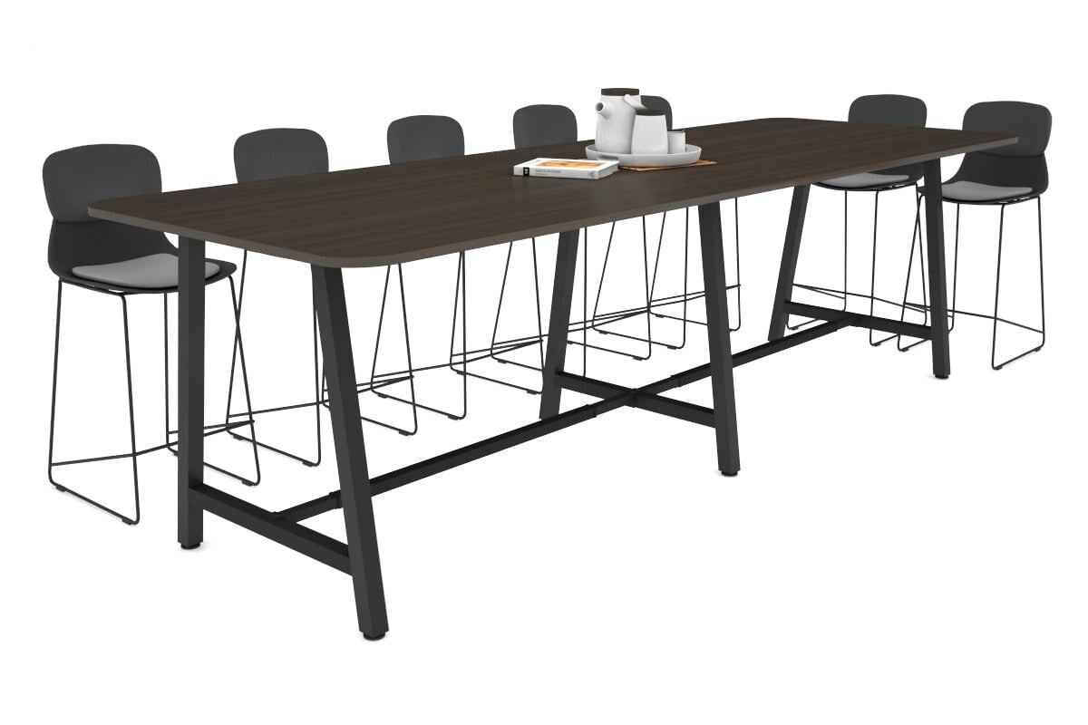 Quadro A Legs Counter Table with Rounded Corners [3200L x 1100W with Rounded Corners] Jasonl black leg dark oak none