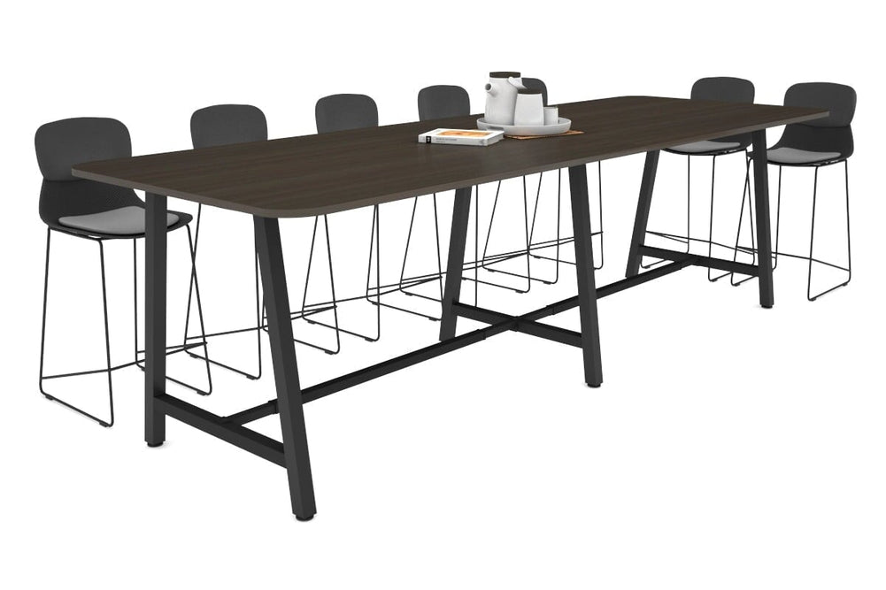 Quadro A Legs Counter Table with Rounded Corners [3200L x 1100W with Rounded Corners]-black leg dark oak none
