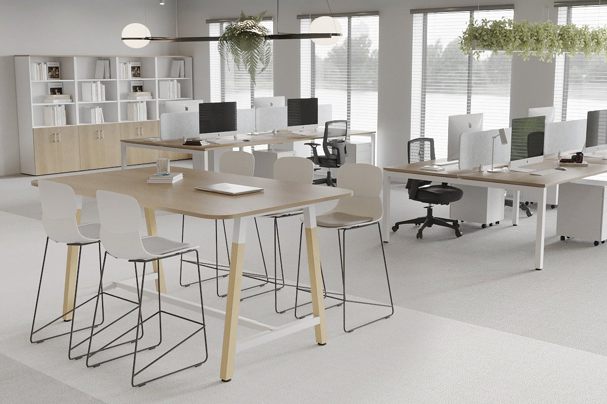Quadro A Legs Counter Table with Rounded Corners - Wood Legs Cross Beam [1800L x 1100W with Rounded Corners] Jasonl 