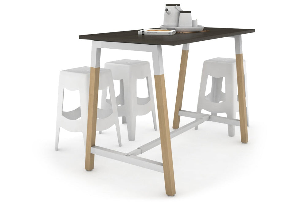 Quadro A Legs Counter Table Wood Legs Cross Beam - 925H [1200L x 700W]-white leg dark oak none