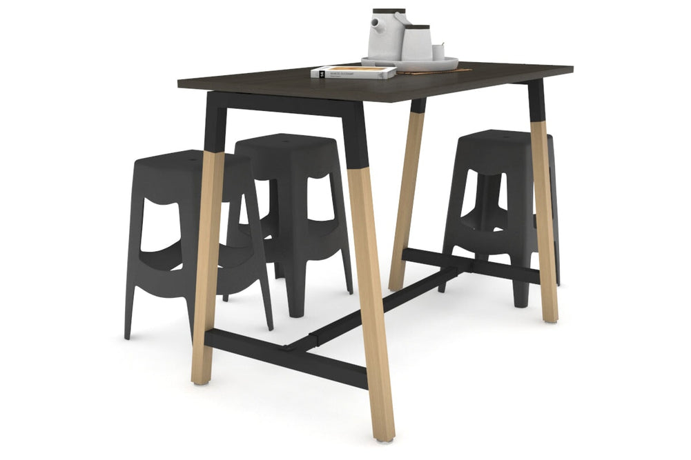 Quadro A Legs Counter Table Wood Legs Cross Beam - 925H [1200L x 700W]-black leg dark oak none