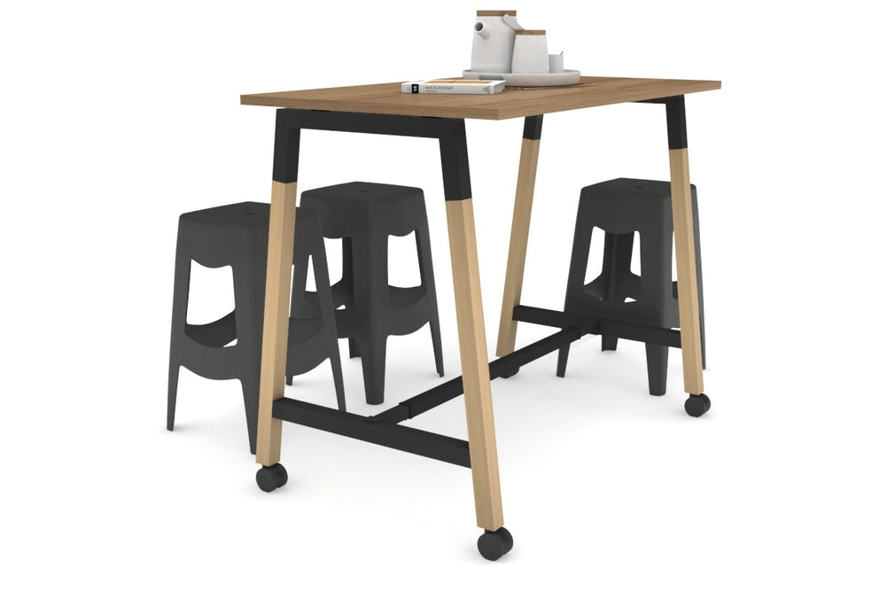 Quadro A Legs Counter Table Wood Legs Cross Beam - 925H [1400L x 700W]-black leg salvage oak wheels
