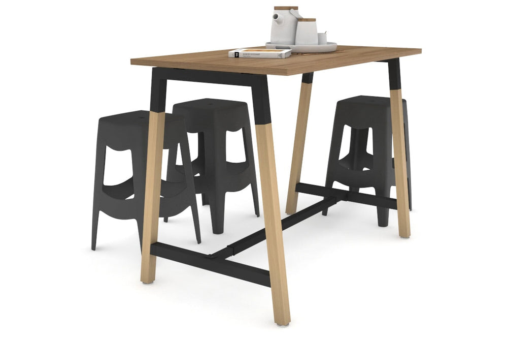Quadro A Legs Counter Table Wood Legs Cross Beam - 925H [1400L x 700W]-black leg salvage oak none