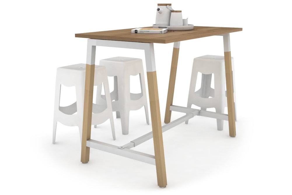 Quadro A Legs Counter Table Wood Legs Cross Beam - 925H [1400L x 700W]-white leg salvage oak none