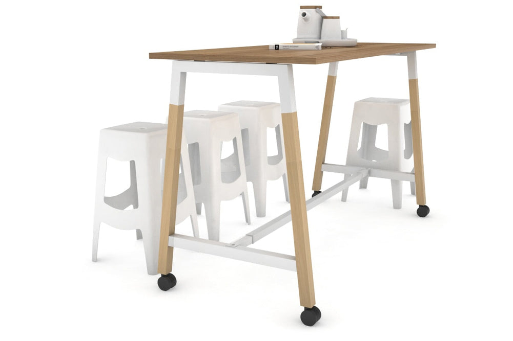 Quadro A Legs Counter Table Wood Legs Cross Beam - 925H [1600L x 700W]-white leg salvage oak wheels