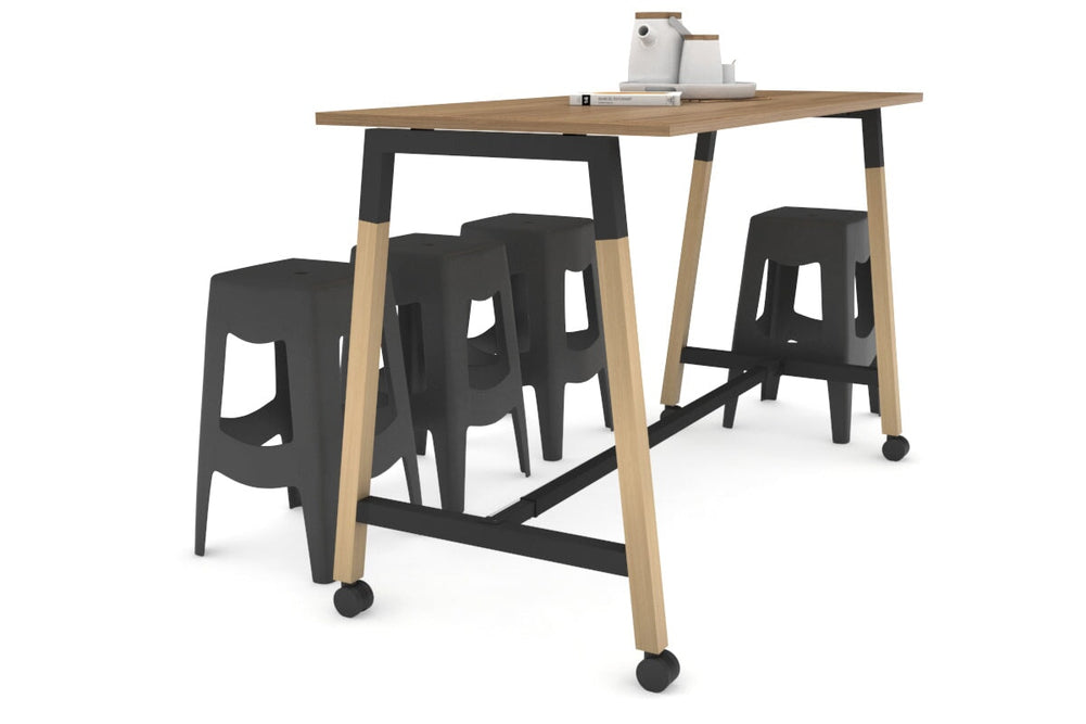 Quadro A Legs Counter Table Wood Legs Cross Beam - 925H [1800L x 700W]-black leg salvage oak wheels