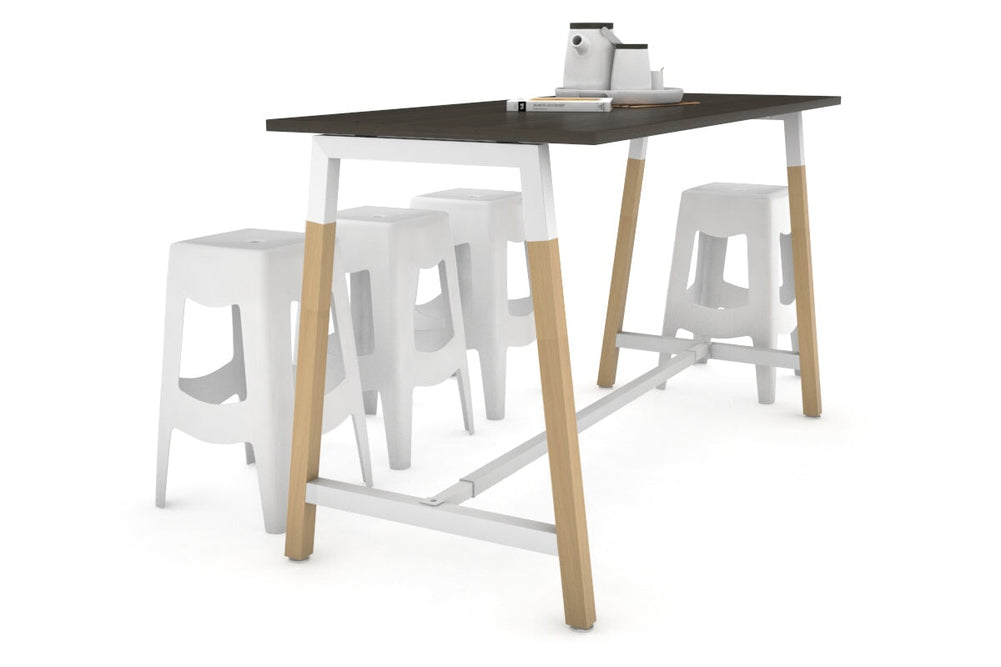 Quadro A Legs Counter Table Wood Legs Cross Beam - 925H [1800L x 700W]-white leg dark oak none