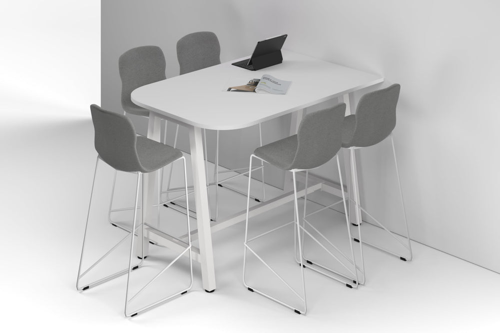Quadro A Legs Half Counter Table - Large Rounded Corners [1500L x 1000W with Large Rounded Corners]-white leg white none