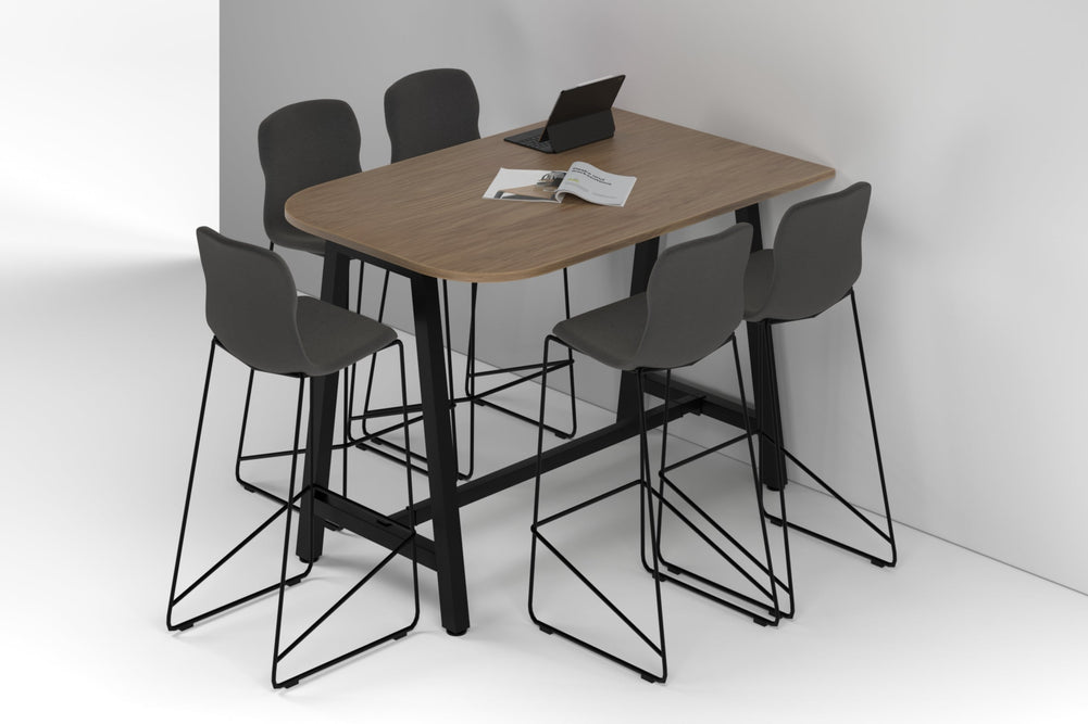 Quadro A Legs Half Counter Table - Large Rounded Corners [1500L x 1000W with Large Rounded Corners]-black leg salvage oak none