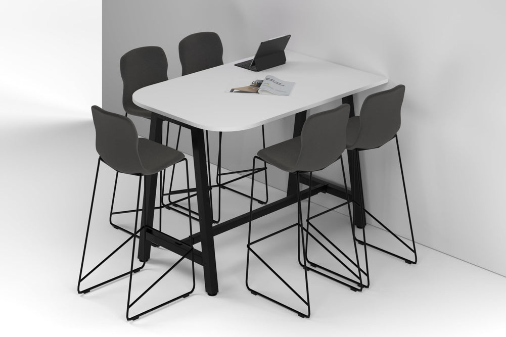 Quadro A Legs Half Counter Table - Large Rounded Corners [1500L x 1000W with Large Rounded Corners]-black leg white none