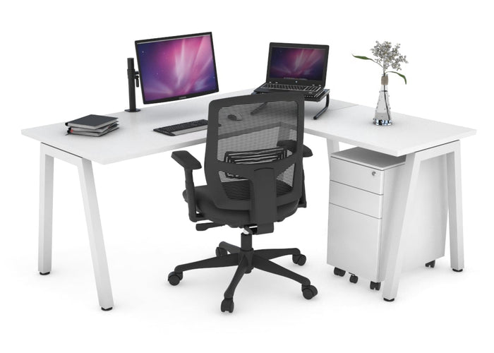 Quadro A Legs L-Shaped Corner Office Desk [1400L x 1700W]