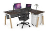 Quadro A Legs - L Shaped Corner Office Desk - Wood Legs Cross Beam [1400L x 1450W] - Thumbnail 19 