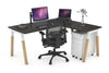 Quadro A Legs - L Shaped Corner Office Desk - Wood Legs Cross Beam [1400L x 1450W] - Thumbnail 29 