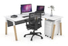 Quadro A Legs - L Shaped Corner Office Desk - Wood Legs Cross Beam [1400L x 1550W with Cable Scallop] - Thumbnail 47 