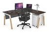 Quadro A Legs - L Shaped Corner Office Desk - Wood Legs Cross Beam [1400L x 1550W with Cable Scallop] - Thumbnail 19 