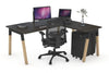 Quadro A Legs - L Shaped Corner Office Desk - Wood Legs Cross Beam [1400L x 1550W with Cable Scallop] - Thumbnail 18 