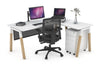 Quadro A Legs - L Shaped Corner Office Desk - Wood Legs Cross Beam [1600L x 1450W] - Thumbnail 40 