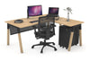 Quadro A Legs - L Shaped Corner Office Desk - Wood Legs Cross Beam [1600L x 1800W with Cable Scallop] - Thumbnail 14 