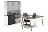Quadro A Legs L-Shaped Executive Setting - Wood Legs White Cross Beam [1600L x 1700W] - Thumbnail 11 