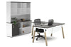 Quadro A Legs L-Shaped Executive Setting - Wood Legs White Cross Beam [1800L x 1800W with Cable Scallop] - Thumbnail 36 