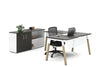 Quadro A Legs L-Shaped Executive Setting - Wood Legs White Cross Beam [1800L x 1800W with Cable Scallop] - Thumbnail 11 